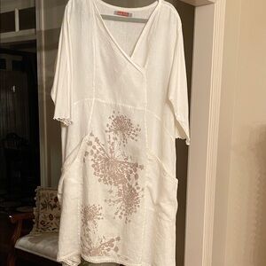 Blue Fish Ivory Tunic with Blush Floral Print